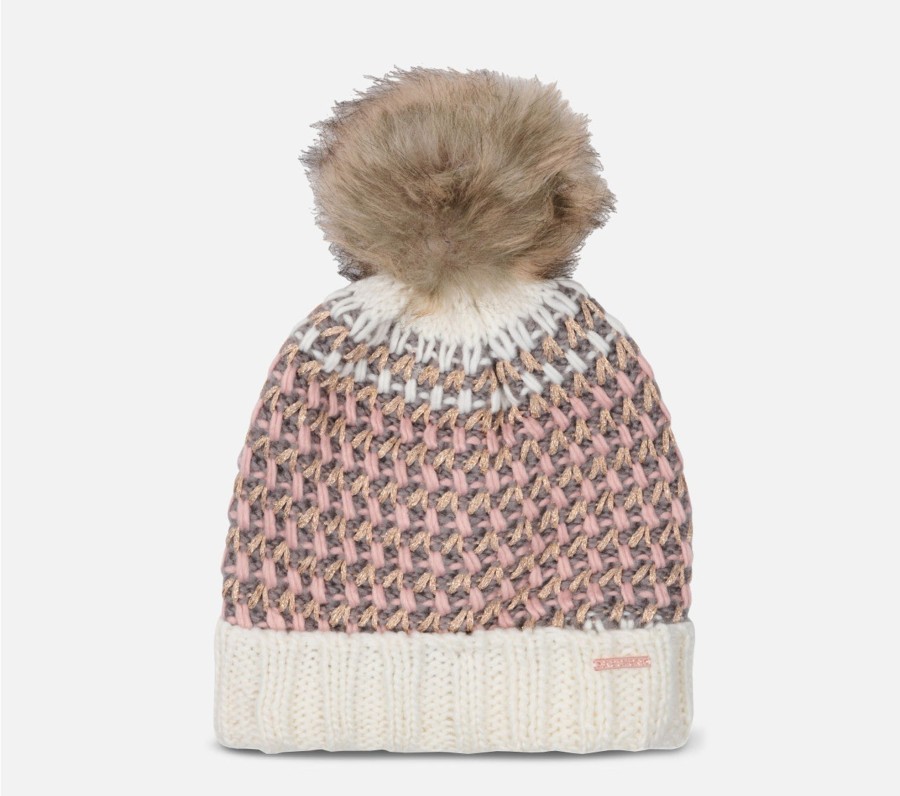 Dame SKECHERS Hatter & Hansker | Rib Knit Striped Hat