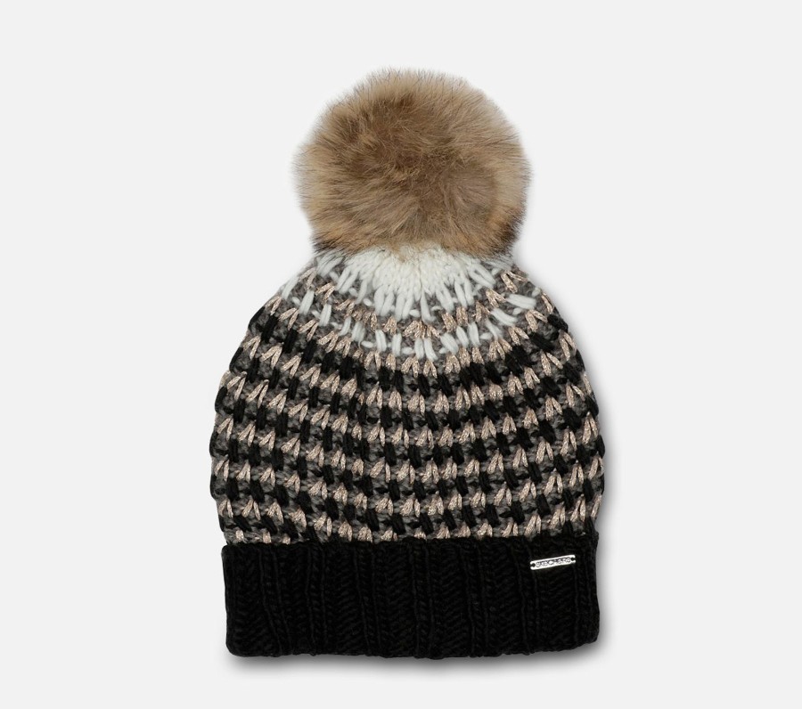 Dame SKECHERS Hatter & Hansker | Rib Knit Striped Hat