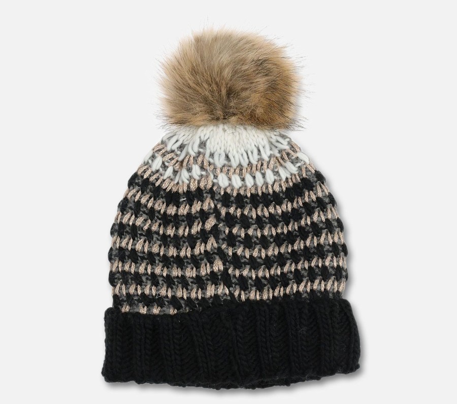 Dame SKECHERS Hatter & Hansker | Rib Knit Striped Hat